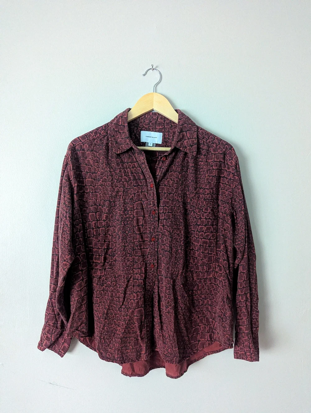 Current Elliot Maroon Croc Shirt - Picture 3 of 4